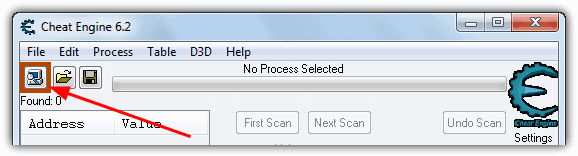 Cheat Engine Open Process button