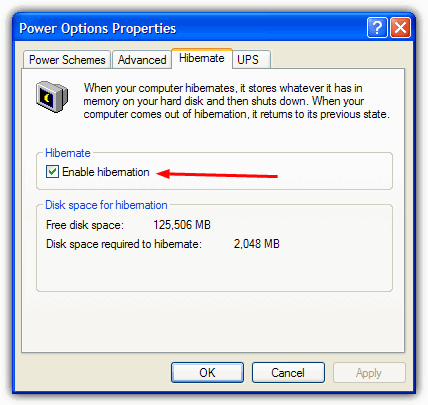How to disable Windows Hibernate in XP