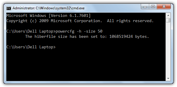 hiberfil change size