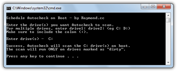 Autocheck Boot Schedule