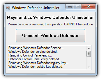 Windows Defender Uninstaller