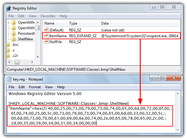 exported registry hex