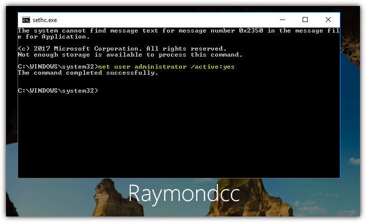 activate administrator account