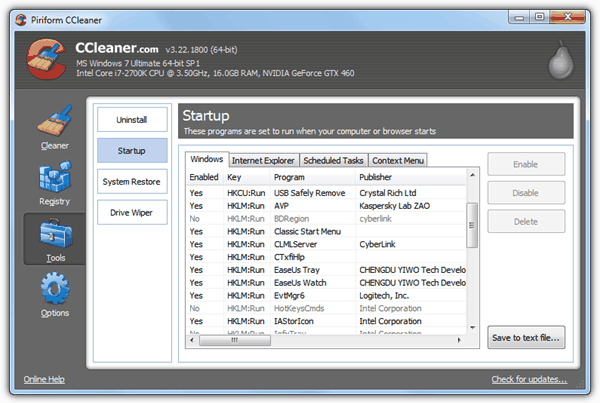 CCleaner Startup