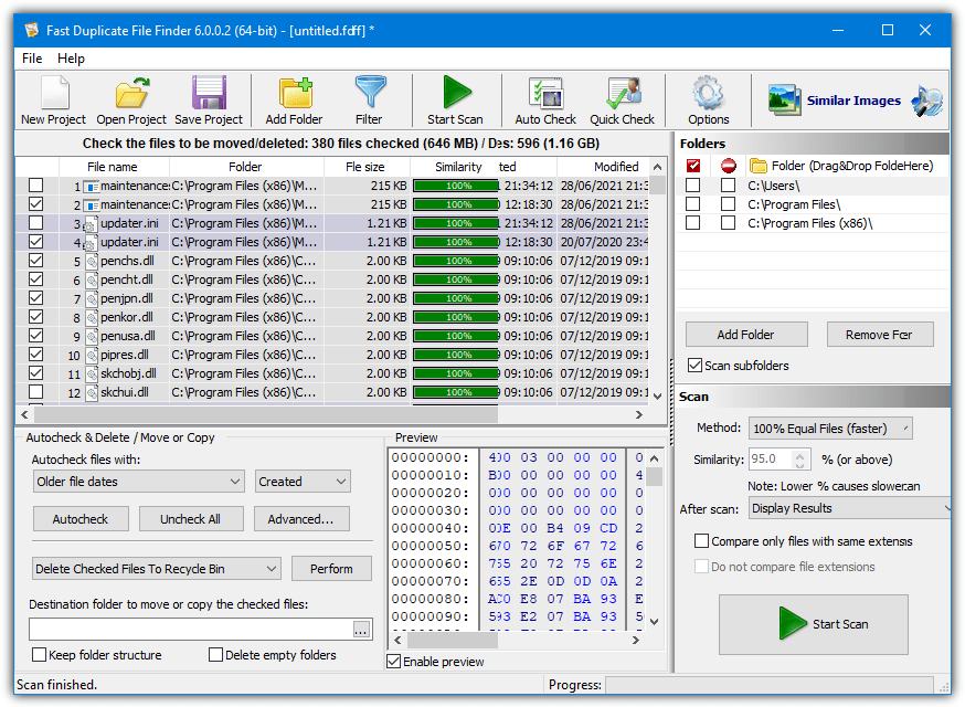 Fast duplicate file finder