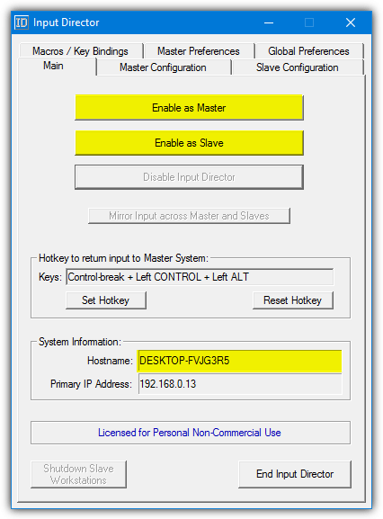 input director main tab