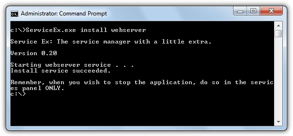 ServiceEx installing a service