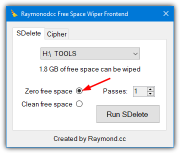 Wipe free space free space wiper frontend