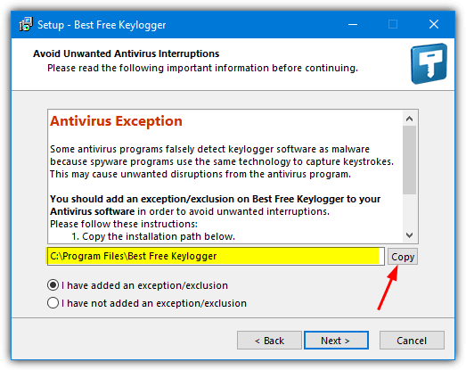 best free keylogger exclusion
