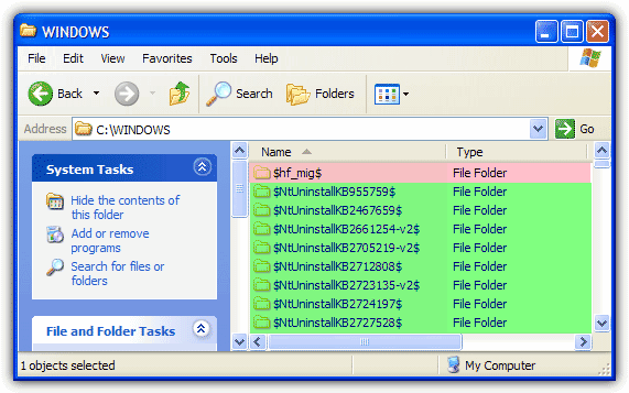WindowS NTUninstallKB folders