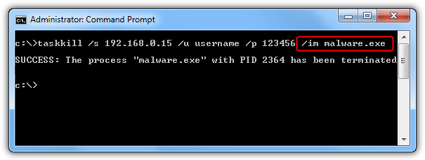 taskkill remote process