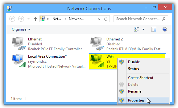 select internet adapter