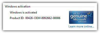 Windows 7 is activated