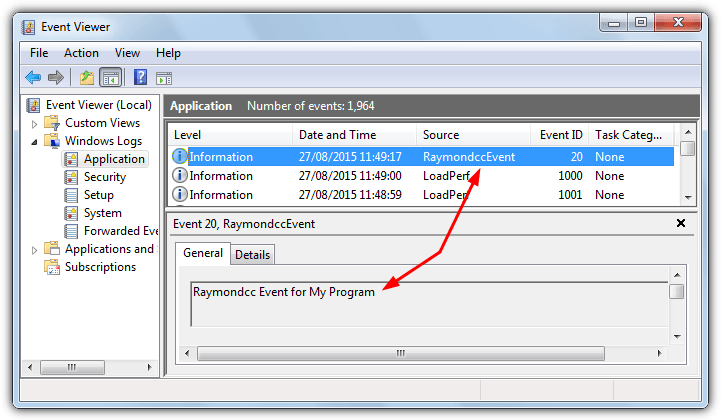 custom event viewer entry