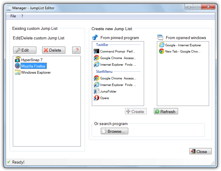 jumplist editor