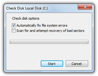 windows 7 check disk window