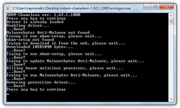 Malwarebytes chameleon