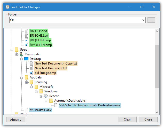 Track folder changes