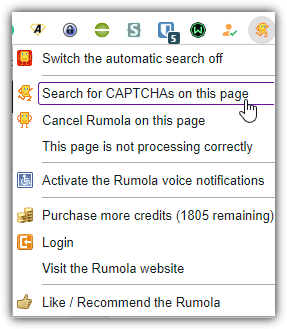 search for captcha with Rumola
