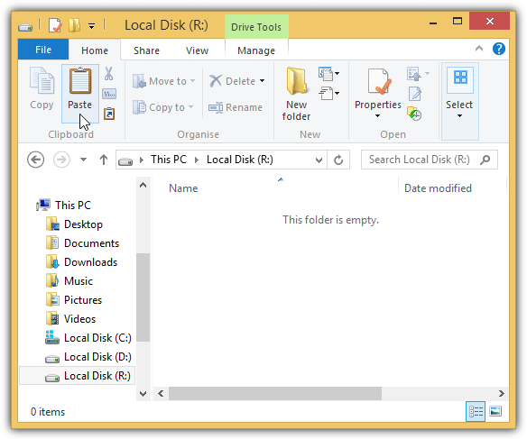 paste copied folder