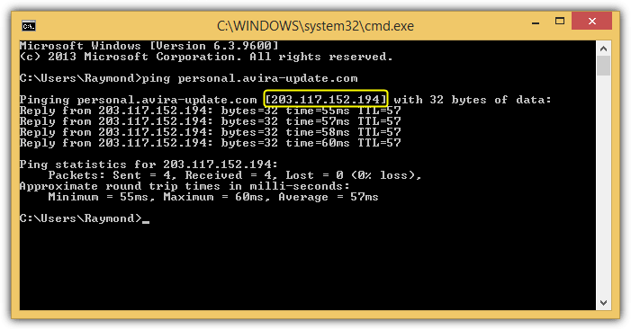 ping avira update server