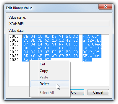 delete trial value data